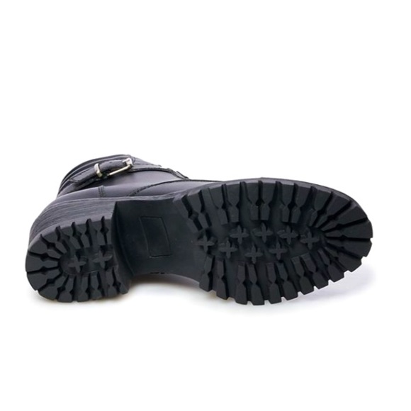 Black High Heeled Combat Boots - Picture 3 of 3